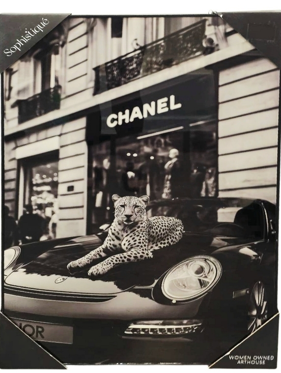 Sophistique Other - Sophistique Black & White Chanel Storefront Luxury Car Leopord Framed Wall Decor